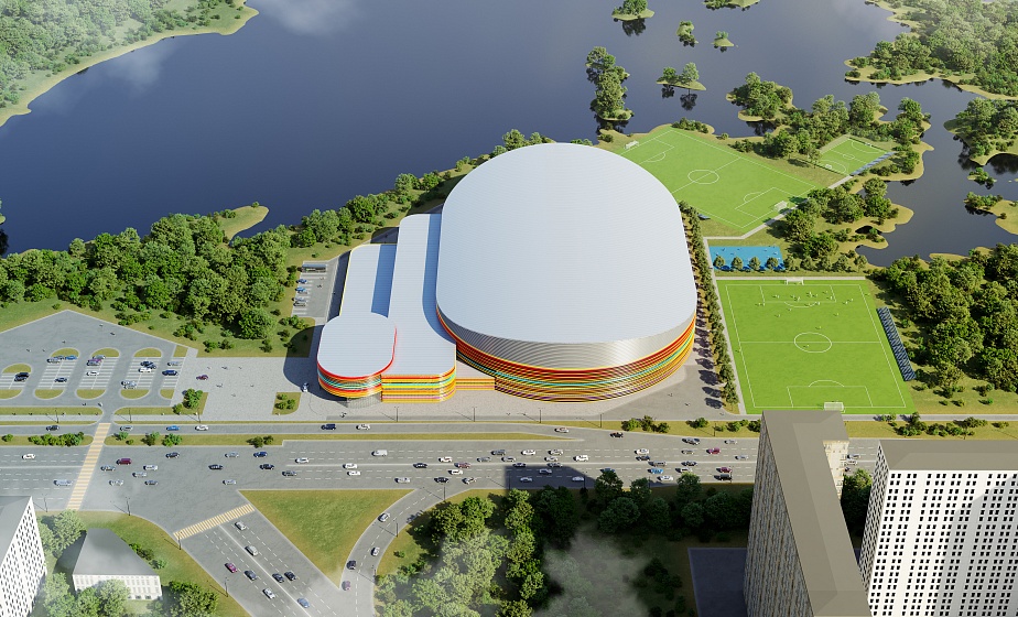 Construction of a football arena in Chelyabinsk
